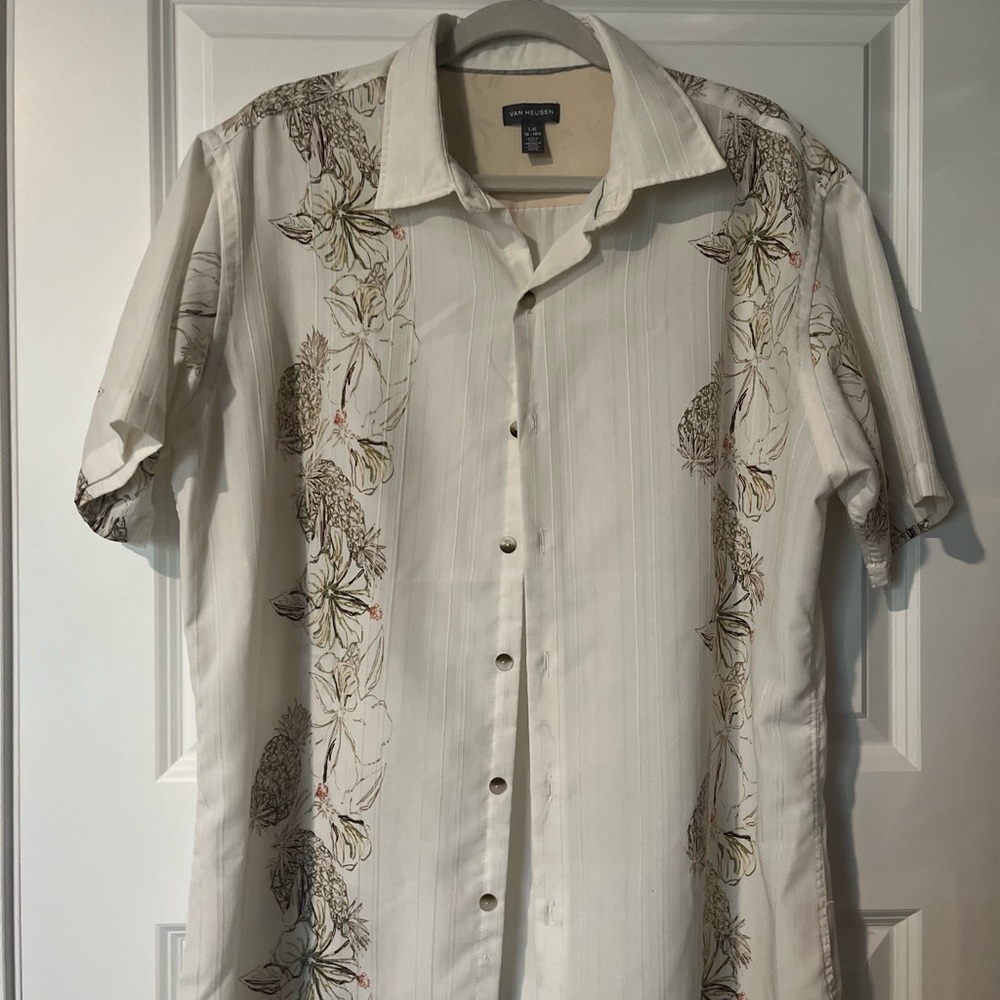 Van Heusen Men's Floral Print Shirt - Cream